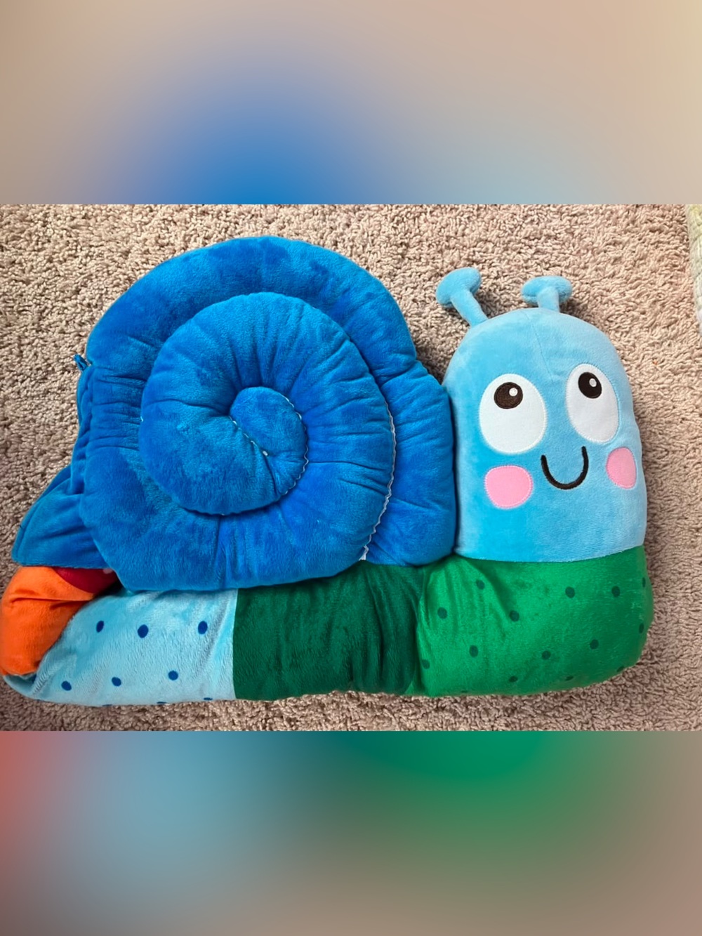 IKEA Brummig Cushion Snail Colorful Plush Snail Pillow - Blue, Green, Teal